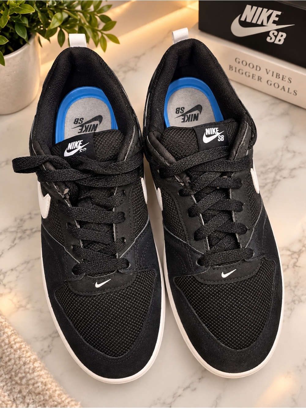 Nike SB Men's Black and White Skate Sneakers